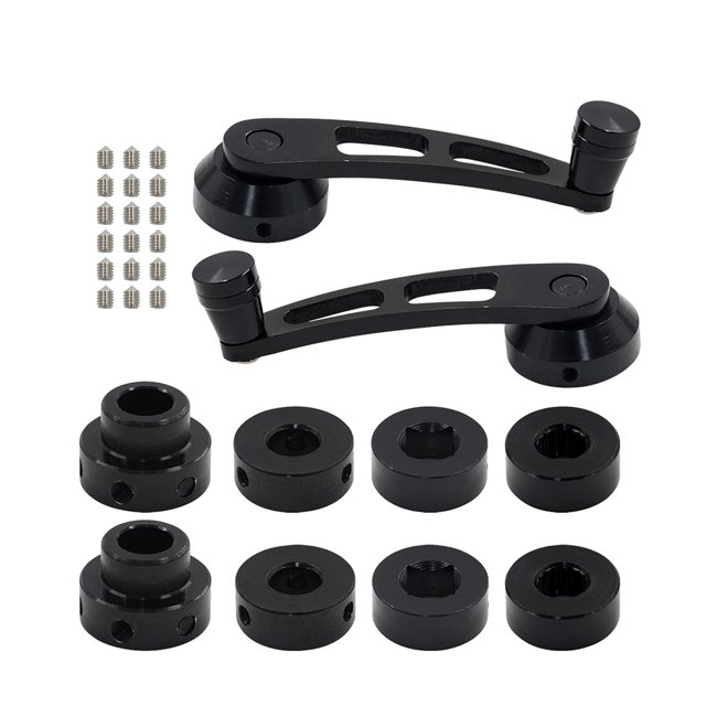 fastboy 2 Pieces Aluminium Car Side Window Crank Handle Portable Detachable Replacement Modified Upgrading Lever Accessories Black