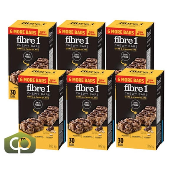 Fibre 1 Chewy Bars Oats & Chocolate - 30 Bars x 35g, High Fiber (6/Case)