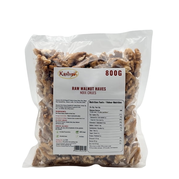 Kasturi Moitiés de Noix Crues 800 g, Collation de Noix Non Salées