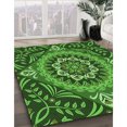 thumbnail image 3 of Ahgly Tapis d'Intérieur Lavable en Machine Carré Vert Émeraude Profond, 3 Pieds Carré, 3 of 7