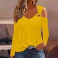 thumbnail image 2 of Yuyuzo Womens Tunic Tops Cold Shoulder Long Sleeve Shirts Loose Solid Color Lightweight Tee Tops, 2 of 5