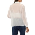 thumbnail image 3 of INSPIRE CHIC Chemise pour Femme en Maille Transparente à Col Pointu à Manches Longues Chemise Boutonnée S Blanc, 3 of 5