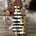 thumbnail image 1 of SMihono Robe Maxi Bohème d'Été pour Femmes Grande Taille Mode pour Femmes à Bretelles Taille Mi-Haute Col en V Sans Manches à Rayures Imprimées Ajustée Robe Longue de Plage Robe Évasée de Plage, 1 of 5