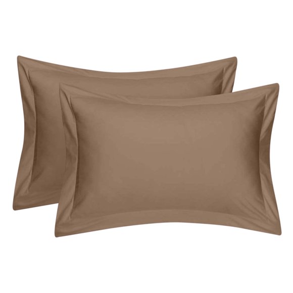 Ensemble de 2 Taies d'Oreiller en Coton de Qualité Lourde 800 Tc Taies d'Oreiller 100 % Coton Biologique Housse d'Oreiller Décorative avec Bordure de 2 Pouces