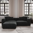 thumbnail image 3 of The Magic Home Canapé de Coin Convertible Modulable 2 Places en Velours Côtelé Noir,, 3 of 10