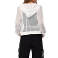 thumbnail image 3 of INSPIRE CHIC Ribbed Cuffs Jacket for Women Hoodie Mesh Bomber Jacket L White, 3 of 6