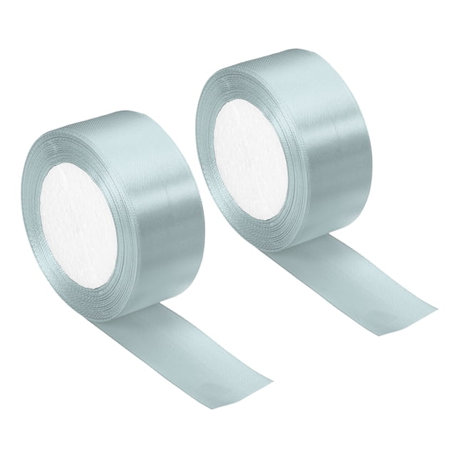 Unique Bargains 1.5 Inch Wide 24 Yards Satin Ribbon, 2 Pack Double Face Solid Crafts Roll for Party Home DIY Wrapping Decoration, Pale Blue