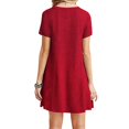 thumbnail image 2 of Coloody Robe T-Shirt Décontractée pour Femme à Col Rond, Manches Courtes, Coupe Ample, Tunique Débardeur d'Été - Rouge P, 2 of 3