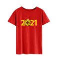 thumbnail image 2 of T-Shirts d'Été pour Femmes Grande Taille en Liquidation Mode Femme Manches Courtes Col Rond T-shirt 2021 Haut Imprimé T-shirt Col en V Femme en Liquidation, 2 of 5