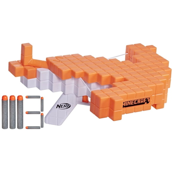 Nerf Minecraft arbalète à fléchettes Pillager's Crossbow, inclut 3 fléchettes Nerf Elite
