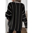 thumbnail image 3 of FOLUNSI Chandail Chic à Rayures - Tricot Doux, Noir et Blanc, Coupe Décontractée, 3 of 6