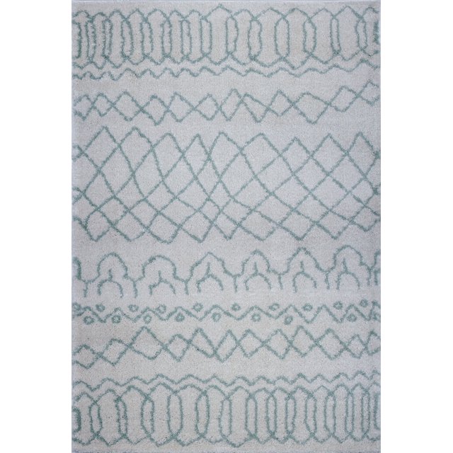 Ladole Rugs Trellis Synthetic Beautiful Soft Modern Carpet Area Rug in Ivory-Water Green