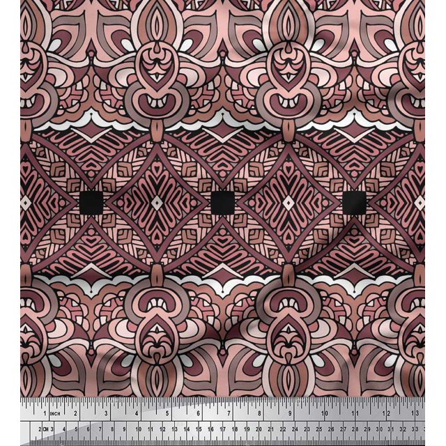 Soimoi Velvet Fabric Geometric & Paisley Decorative Print Fabric by Yard 58 Inch Wide