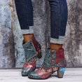 thumbnail image 1 of Women's Shoes Retro National-Style Splicing Mid Heel Zipper Short Leather Boots, 1 of 4
