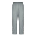 thumbnail image 4 of Timegard Womens Capri Pants Elastic Waisted Cutout Slim Solid Color Comfy Short Leggings Bottom Trousers, 4 of 7