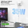 thumbnail image 2 of [Apple MFi CERT] iPhone 15 pro max 15 PLUS Fast Charger 35W Dual USB-C Wall Charger Block, Compact Power Adapter, PD 3.0​​​​ for iPhone Macbook iPad Samsung + Cable USB-C, 2 of 8