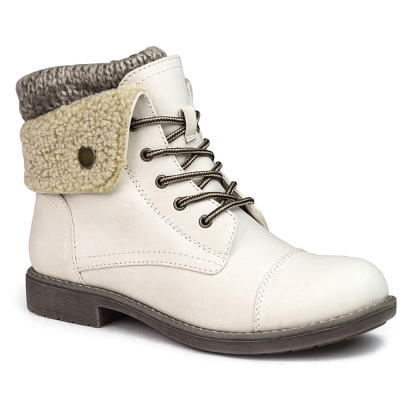 CLIFFS BY WHITE MOUNTAIN Botte de Randonnée Style Duna pour Femme, Hiver Blanc/brun/tissu/polar, 9 m