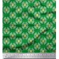 thumbnail image 1 of Soimoi Green Poly Georgette Fabric Artistic Flower Damask Print Fabric by the Yard 52 Inch Wide, 1 of 5