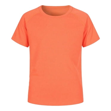 Wdgfv Boys UPF 50+ Sun Swim Shirt Short Sleeve Rashguard Youth Swimwear Top for Beach Pool Outdoor Water Activities Orange 5-6 Years