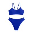 thumbnail image 1 of Swimming Suits for Women Summer Beach Solid Color Backless Bikini Split Set Blue Bathing Suit for Women S, 1 of 7