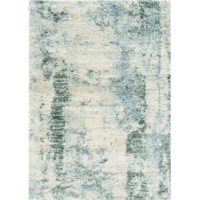 HomeRoots 349690 7 ft. 10 in. x 9 ft. 10 in. Polypropylene Ivory & Blue Area Rug