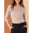 thumbnail image 5 of INSPIRE CHIC Blouse en Tricot Extensible à Encolure Bateau pour Femme à Manches 3/4 pour le Travail, 5 of 5