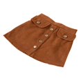 thumbnail image 4 of Kid Girls Feather Sleeve  Neck Top Brown Buttons Skirt Sets, 4 of 5