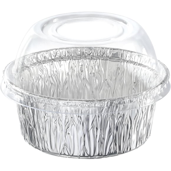 Fit Meal Prep 200 Pack 4 oz Disposable Foil Ramekins with Lids, Mini Aluminum Foil Baking Cups, Freezer & Oven Safe Creme Brulee Ramekin Disposable, Aluminum Cupcake Liners for Pudding Muffin Dessert