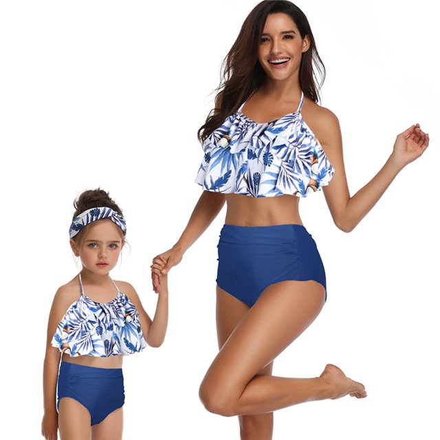 Girls Swimsuits Floral Leaf: 2PCS Printed Bathing Suit Beach Swimwear for Kids