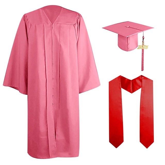 Ensemble Robe de Collation des Grades et Bonnet pour Adulte - Charme Année 2024, Robe en Polyester Unisexe avec Fermeture Éclair