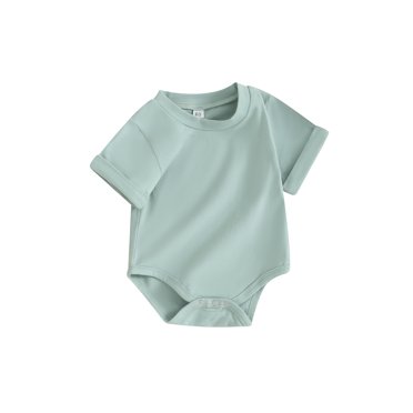 EYIIYE Bébé Fille Garçon Été Barboteuse Basique Nouveau-Né 6M 12M 18M Manches Courtes Combinaison Col Ras du Cou Couleur Unie Justaucorps Ample Décontracté Vêtements Quotidiens
