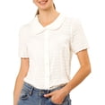thumbnail image 1 of INSPIRE CHIC Chemise Douce pour Femme Vintage à Col Poupée Mignon Boutonnée TP Blanc, 1 of 8