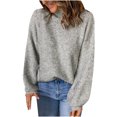thumbnail image 1 of Blouse à Col Roulé à Manches Longues pour Femmes Automne et Hiver, Chandail Décontracté à Col Roulé pour Femmes, Hauts Unis à Manches Longues en Tricot, 1 of 8