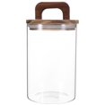 thumbnail image 1 of Glass Food Storage Container with Wooden Lid Canister Kitchen Glass Canister Sugar Container, 1 of 8
