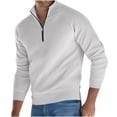 thumbnail image 1 of Sweaters for Men Standing Collar Half Zipper Elasticity Knit Base Long Sleeve, 1 of 9