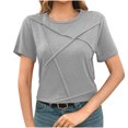 thumbnail image 4 of Plebaso T-Shirts à Manches Courtes pour Femmes, Col Ras du Cou Décontracté, T-Shirts de Couleur Unie, Confortables, d'Été, Basiques pour Femmes, 4 of 7