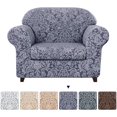 thumbnail image 1 of Subtrex Housse Extensible 2 Pcs Lavable pour Fauteuil/coussin d'Amour/sofa/TG-Sofa, Motif Damassé Jacquard, 1 of 6