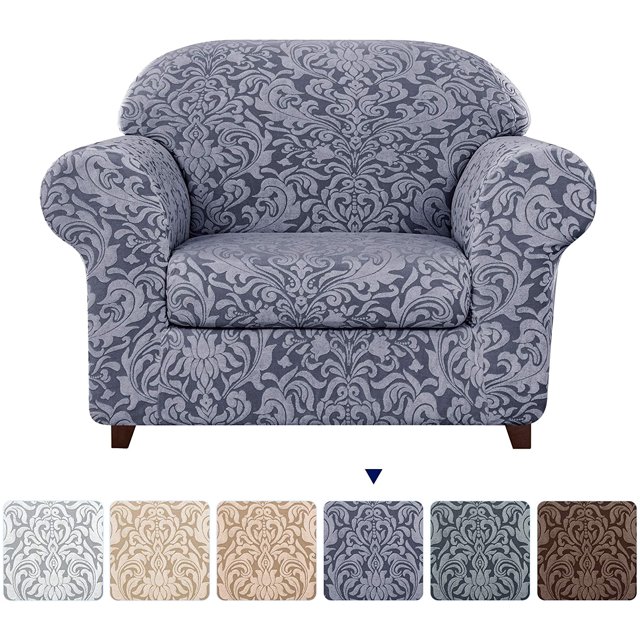 Subtrex Housse Extensible 2 Pcs Lavable pour Fauteuil/coussin d'Amour/sofa/TG-Sofa, Motif Damassé Jacquard