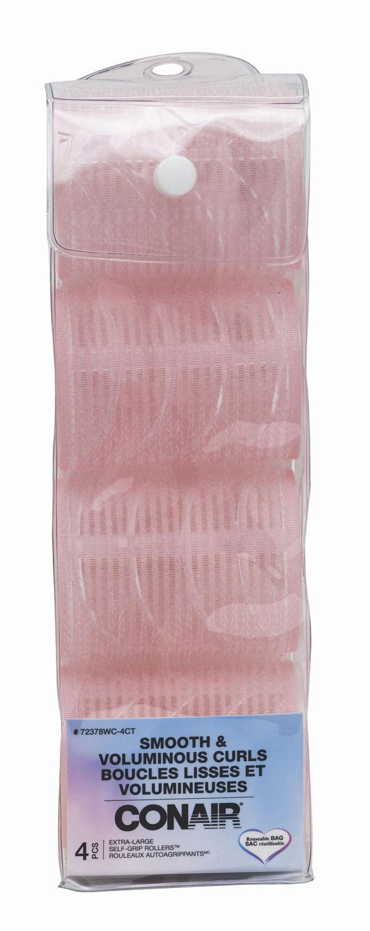 Conair Self Grip Rollers, Extra‑Large Heatless Volume Rollers, Pink, 4 Pk