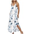 thumbnail image 4 of Ovzne Robes pour Femmes Robe Femme Robes d'Été pour Femmes Uni Sans Manches Robe à Col en V Robes Décontractées Longues Robes Robe de Vacances Liquidation, 4 of 7