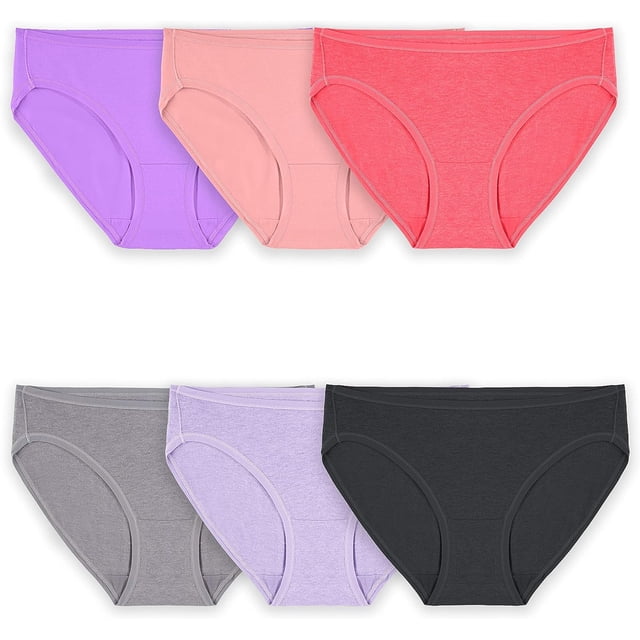 Fruit Of The Loom Culotte Bikini en Coton Extensible 360 Confortable pour Femmes Assortiment de 6