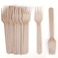 thumbnail image 1 of AMERTEER 100Pcs Wooden Disposable Forks  6.2 inch Length Compostable Biodegradable Forks  for Party Camping Picnics, 1 of 7