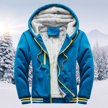 EGNMCR Jackets for Men Mens Hoodie Winter Warm Villus Zipper Sweater Jacket Outwear Coat
