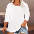 thumbnail image 3 of Cameland Hauts Amples Grande Taille pour Femmes, Hauts Unis Col Rond Chandail Blouse Mode Durable Manches Sept, 3 of 4