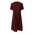 thumbnail image 5 of Cathalem Robes Babydoll d'Été pour Femmes Décontractées Boho à Col en V Plongeant, Manches Courtes, Ourlet à Volants, Fente, Longues Robes de Plage, Rouge G, 5 of 5