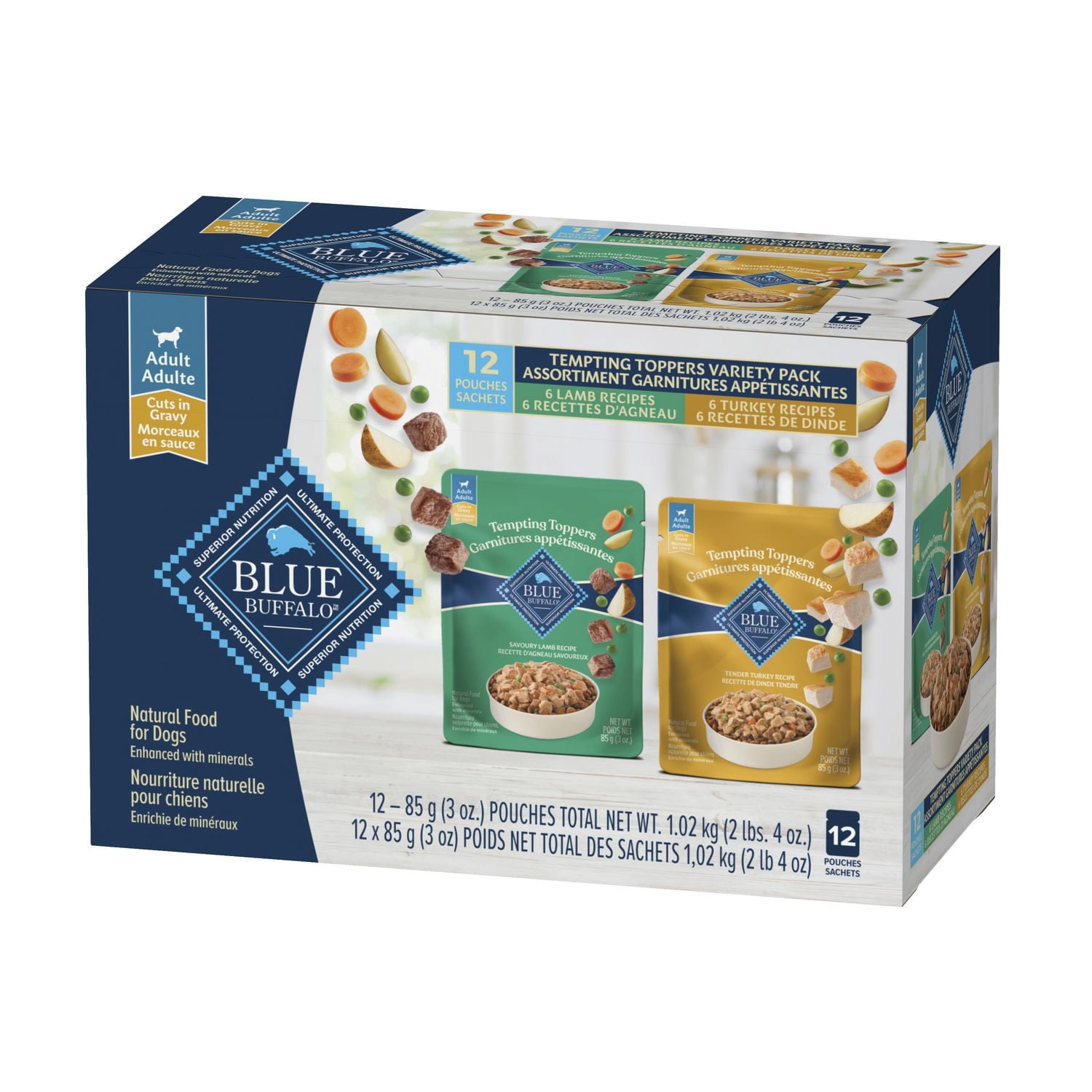 Blue Buffalo Tempting Toppers Natural Wet Dog Food Topper Variety, Lamb & Turkey Dinner 100g