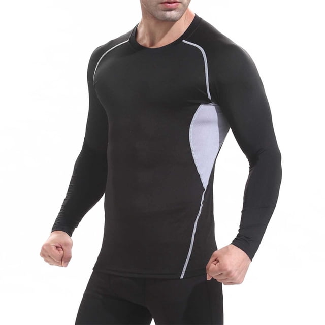 asjyhkr Mens Compression Shirts Long Sleeve Workout Athletic Running T Shirts Summer Quick Drying Performance Tops for Sports