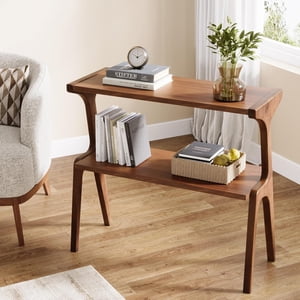 Tribesigns Narrow End Table Solid Wood Legs,Long Bedside Table for Bedroom, Small Spaces, Rustic Brown