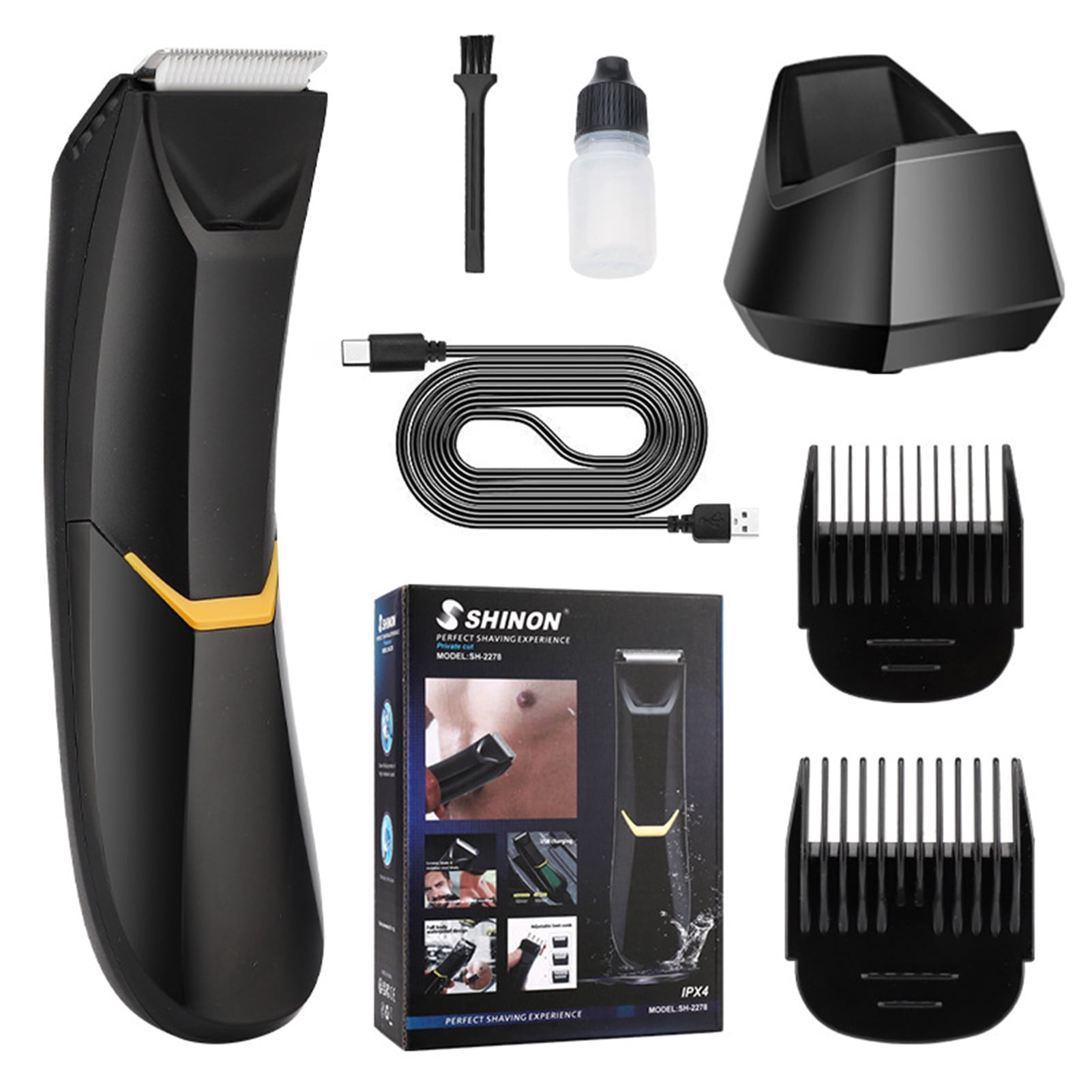 Men's Electric Shaver Body Hair Trimmer Private Underarm Shaver Fast Cutting Whole Body Waterproof