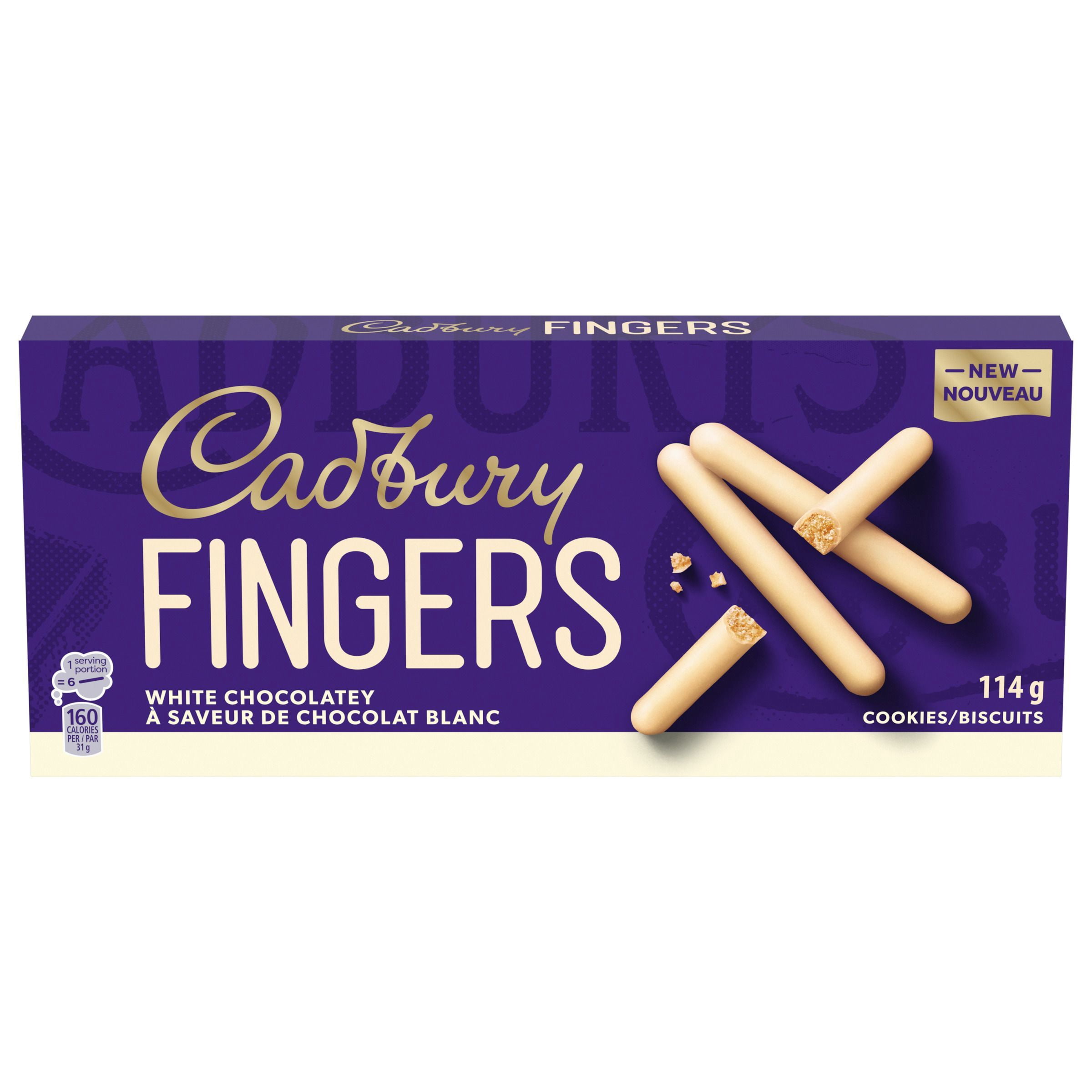 CADBURY FINGERS WHITE CHOCOLATEY, Chocolatey Cookie Biscuits, Sweet Treat, Decadent Snack